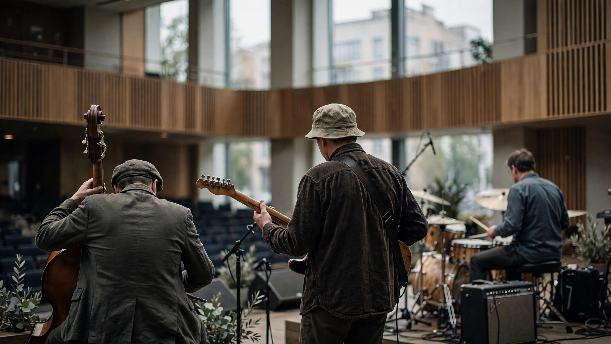 Muzycy bluesowi na scenie sali koncertowej NOSPR w Katowicach podczas festiwalu